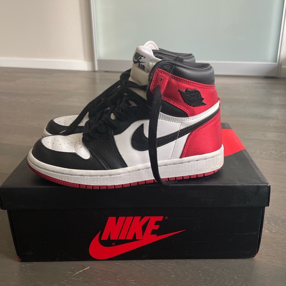 Satin Red and Black Air Jordan 1’s